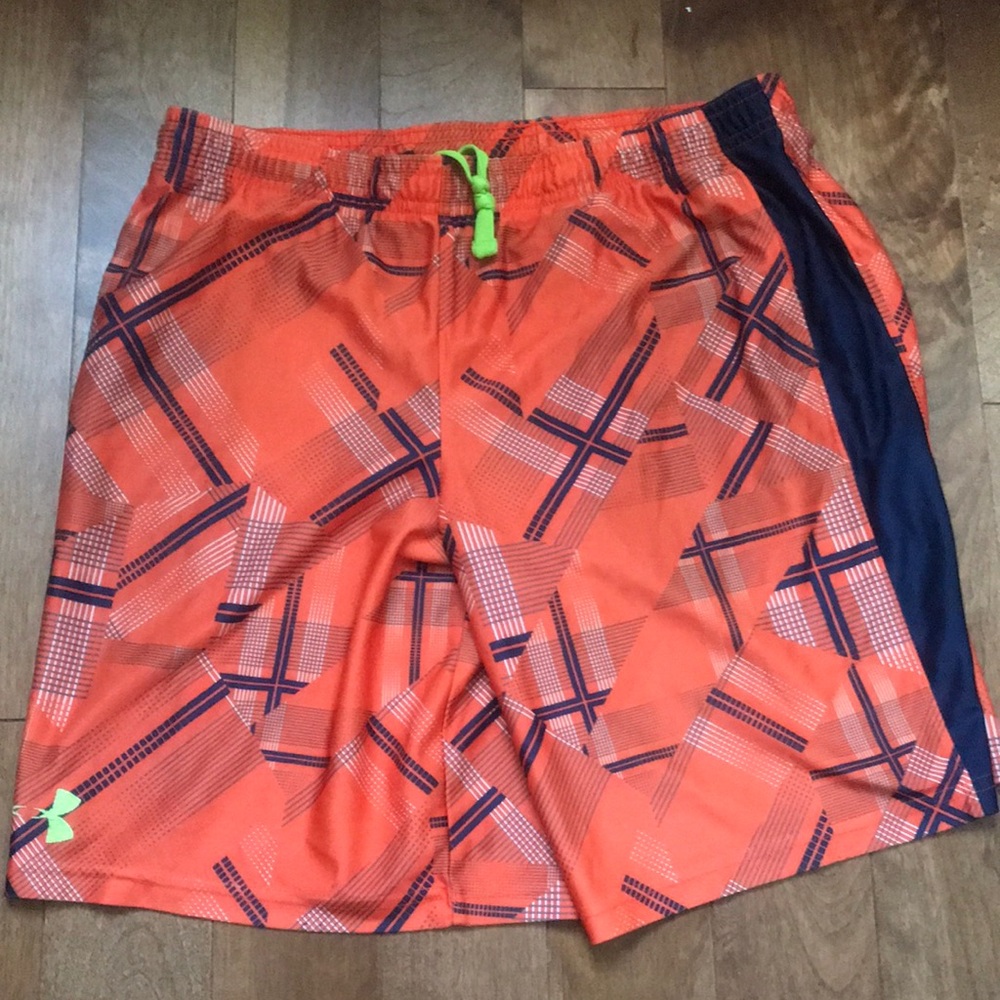Orange and navy under armor shorts